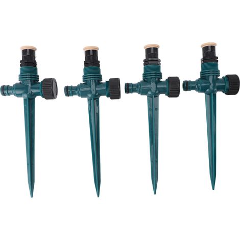 Lot de 4 arroseurs jardin pro auto rotation 360°, vert foncé, pour pelouse terrasse jardin (1/5)