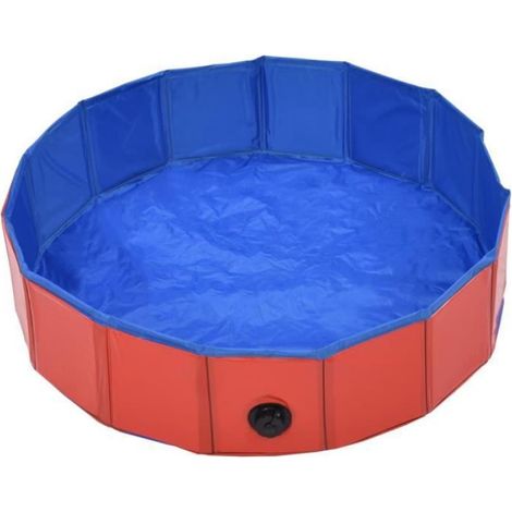 PRO7233Super Piscine pour Chien Pliable - Baignoire Baignade Portable Bain Animal Extérieur Intérieur Rouge 80x20 cm PVC (1/4)