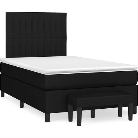 vidaXL Sommier à lattes de lit avec matelas noir 120x190 cm tissu (1/5)