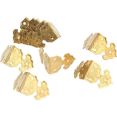 Lot de 10 protections d'angle en métal style rétro, laiton durable haute dureté, idéales pour la protection des coins de meubles, boîtes et autres.