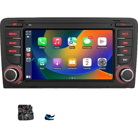 Autoradio, CarPlay sans fil Android Auto, GPS, Bluetooth, DSP, FM/RDS, Écran tactile HD IPS, Compatible avec Audi A3 8P S3 RS3 2003-2012, V1 (2GB 64GB) Style 1 (1/2)