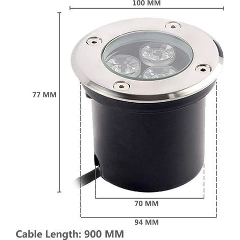LED-Einbaustrahler, runder 3-W-Außeneinbaustrahler, 230 V AC, IP65, 270 Lumen, 3000 K (4er-Pack) (1/4)