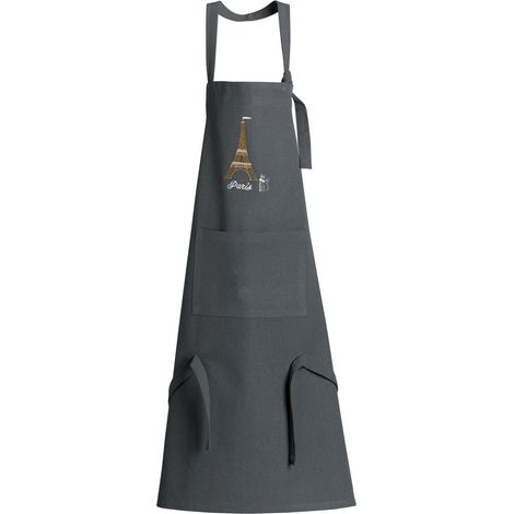 Tablier de cuisine en tissu recyclé avec poche motif Tour Eiffel Ombre 85 x 72 cm - PANGIVO