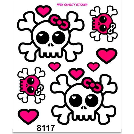 Adesivi Stickers Medi Teschio con Fiocchetto 13,5 x 16 cm (1/4)
