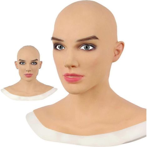 Couvre-chef réaliste en latex pour femme, masque intégral réaliste en silicone pour femme, accessoire de déguisement pour cosplay, drag queen et Halloween. (1/5)