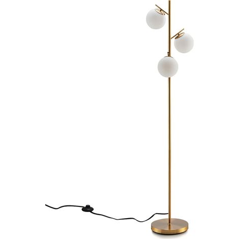 COSTWAY Stehlampe mit 3-flammig, moderne freistehende Stehleuchte mit praktischem Fußschalter, E27-Glühlampensockel & stabilem Metallmast, Leselampe für Wohnzimmer, Arbeitszimmer & Schlafzimmer (1/5)