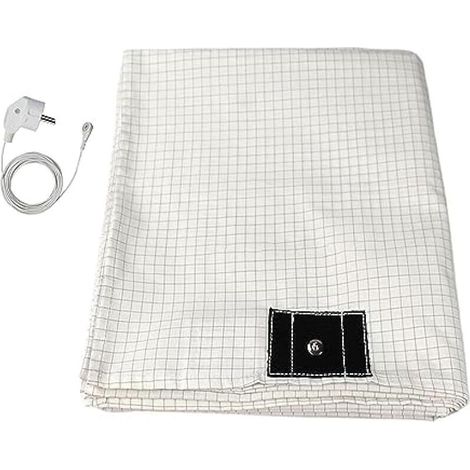Tapis de Mise à la Terre Conducteur pour un Meilleur Sommeil - Drap et Plaque de Terre avec Câble UE (68 x 132 cm) (1/5)