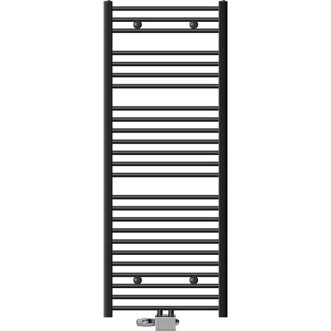 ECD Germany Radiatore Verticale Sahara 600x1500 mm Termosifone Antracite Dritto con Termostato Raccordo Centrale Universale Calorifero Scaldasalviette Riscaldamento Bagno Arredamento Termico
