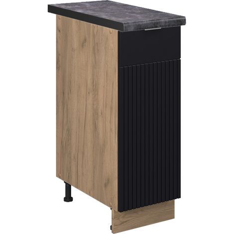 Armadio cucina dispensa alto Fame-Line, Nero rigato, 30 cm , PL Antracite, Vicco