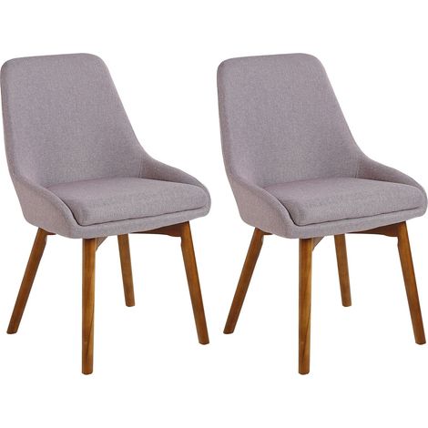 Set di 2 Sedie da Pranzo Gambe in Legno e Tessuto Grigio Talpa Melfort