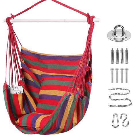 Chaise balançoire Suspendue, avec 2 Coussins et Barre de Support (1/5)