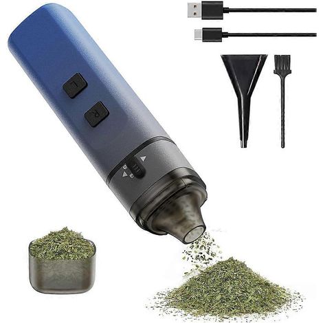 Broyeur à herbes électrique automatique portable, broyage par simple pression d'un bouton, capacité de broyage maximale de 1,5 gramme, broyeur à épices sèches automatique, bleu. (1/5)