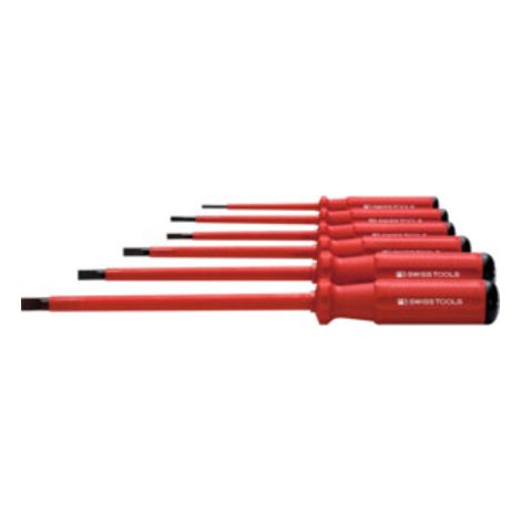 PB Swiss Tools Jeu de tournevis d'électricien pour visà fente, Classic 100% isolés, Nombre de tournevis: 6
