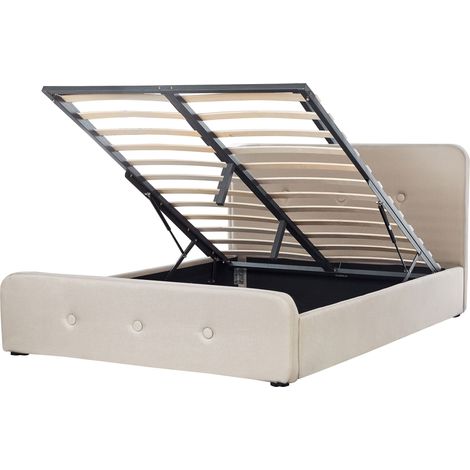 Ottoman Bed Bed Fabric RENNES 160 x 200 cm (EU King Size) Beige (1/5)