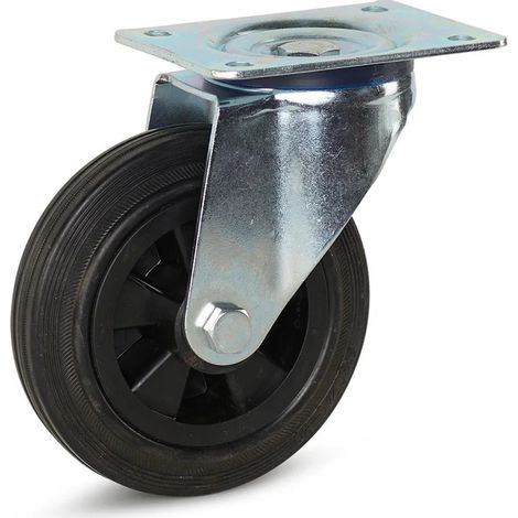 Roulette pivotante - MESO - Caoutchouc - Platine - 160mm - 140kg