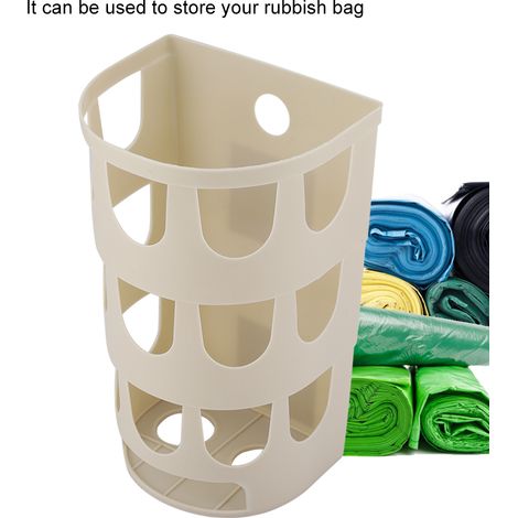 Boîte de rangement murale en plastique pour sacs poubelle, idéale pour la cuisine, la chambre ou la salle de bain (kaki). (1/5)