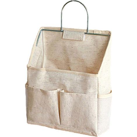 Sac de rangement suspendu au mur d'une chambre, à la porte d'une armoire, sac en tissu pour bureau, rangement de CD et magazines (1/4)