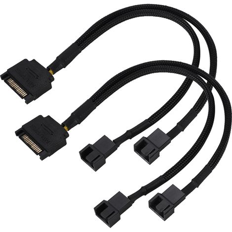 Câble adaptateur d'alimentation pour ventilateur de refroidissement SATA 15 broches vers 2 x 4 broches, convertisseur bidirectionnel, câble 22 AWG (1/5)