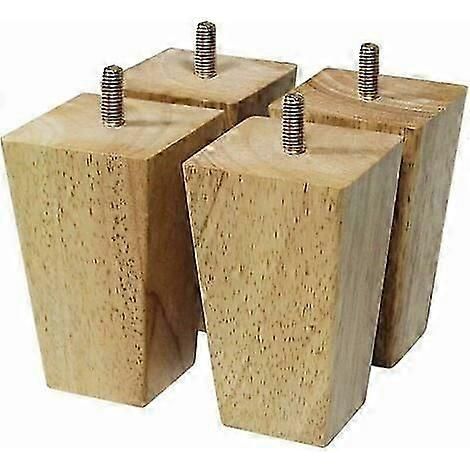 Pieds de meubles en chêne massif, équipés de boulons M8 de 10 cm, compatibles avec les canapés, les meubles TV, les poufs et les coiffeuses. (1/5)