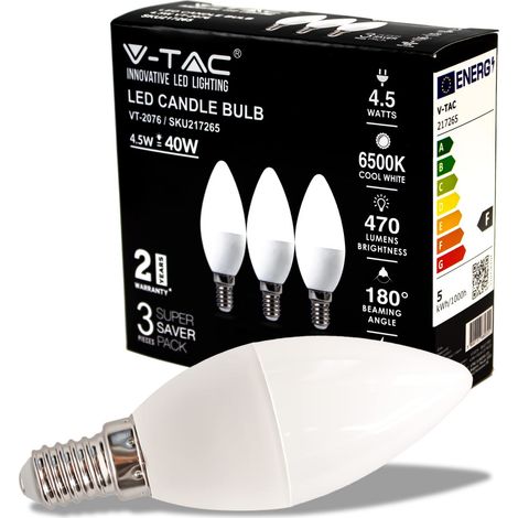 LED LAMPADINA 4.5W E14 CANDELA 6500K 3 PCS/BLISTER - Luce FREDDA