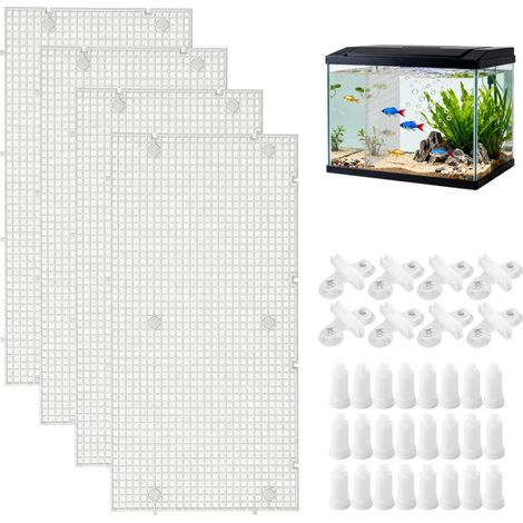 4 Pièces Aquarium Séparateur, Diviseur D’Aquarium 30x15cm, avec 8 Ventouses et 24 Supports, Séparateurs pour Aquarium pour Séparer Les Poissons Filtration et Protection du Fond (1/5)
