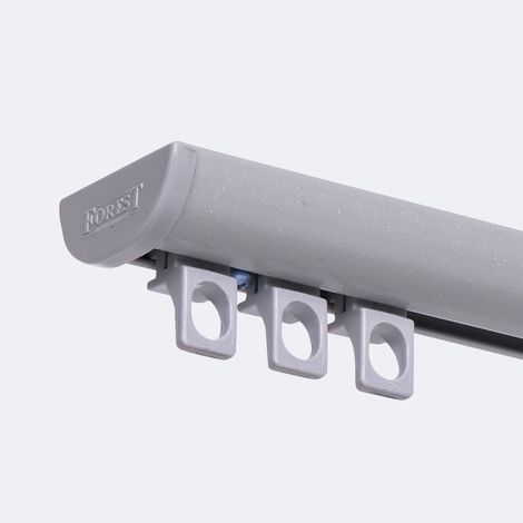 Kit de rail rideau gris 200cm, 11x24cm, silencieux, déco, charge lourde - Made in France (1/5)