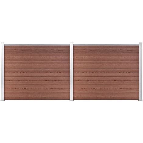 Ensemble de planches de clôture en composite bois-plastique (WPC) 353 x 146 cm, marron