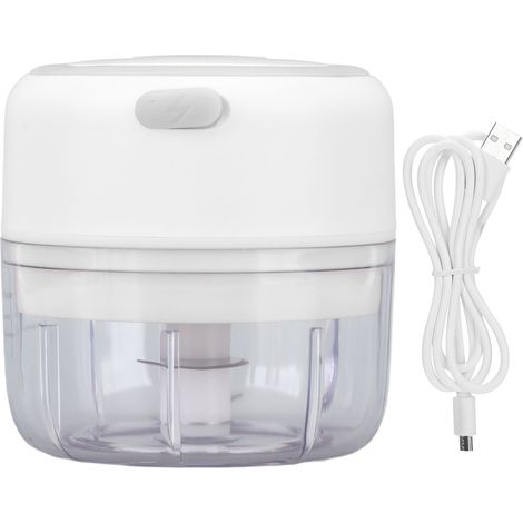 Hachoir à Ail Électrique Mini USB Rechargeable 100ml en Acier Inoxydable Blanc (1/5)