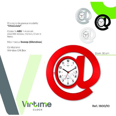 Orologio da Parete in ABS Chiocciola Movimento Silenzioso 30 cm 4 Colori (1/2)