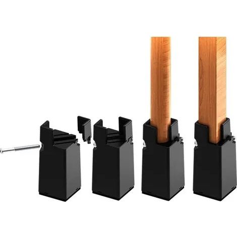 Rehausseurs de meubles réglables de 10 cm avec pince à vis, rehausseur de pieds de lit de 10 cm, pour table, canapé, bureau, rehausseur robuste pour pieds de chaise de 2 à 4 cm de diamètre, noir (1/3)