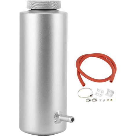 Depósito de expansión para aceite refrigerante de radiador de 3 x 7,5 pulgadas, aleación de aluminio, universal, 800 ml/27 oz, color plata. (1/5)