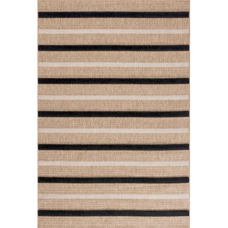 Tapis intérieur noir graphique relief aspect jute tissé machine - 80 x 150 cm (1/5)