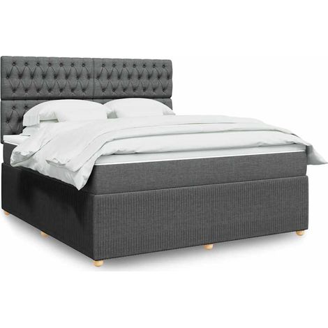 Boxspringbett mit Matratze Dunkelgrau 180x200 cm Stoff