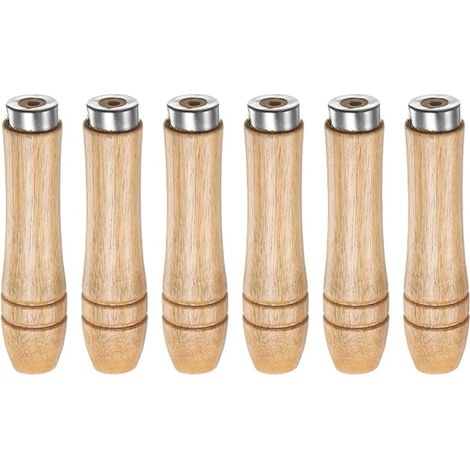 Wooden File Handles 3.66 Inches Round Hole 4 mm Ergonomic Handles with Metal Collar for 6 Inch Files (1/5)