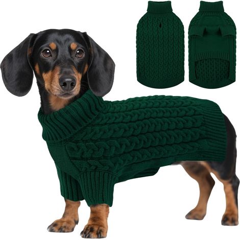 1 Pull Chien, Tricot Laine, Col Roulé, Manches Longues, Hiver, Pour Petit Et Moyen Chien (1/5)