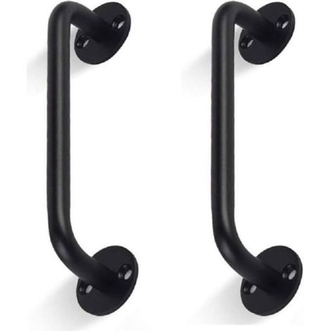 Poignée Porte Grange - Tube Aluminium Noir Coulissant - Pour Portes Coulissantes Garages Abri Jardin - Lot De 2 (1/3)