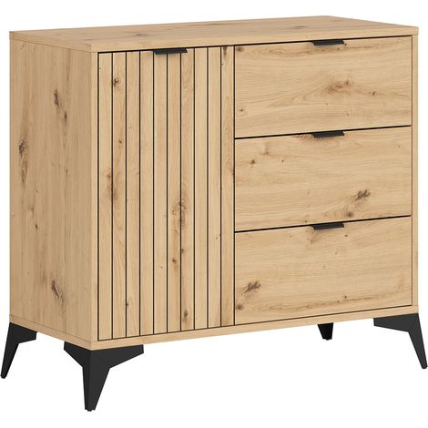 Buffet Mao mit 3 Schubladen und 1 Tür, Holzoptik, 90cm