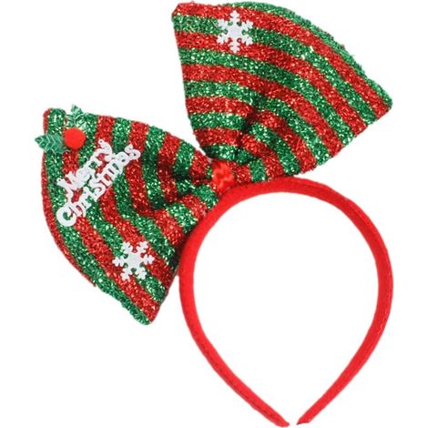 Diadema anudada, tela acanalada, plástico, rojo y verde, fiestas navideñas, familia (1/5)