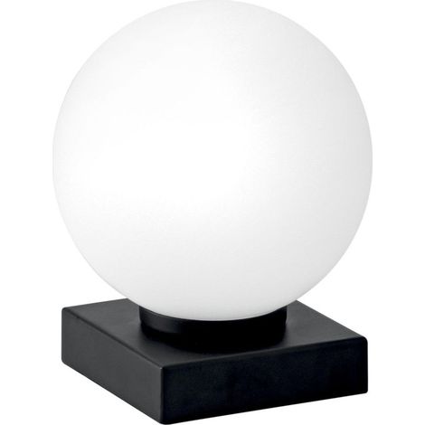 "Lampada da tavolo ENOIRE in metallo nero con diffusore in vetro bianco"