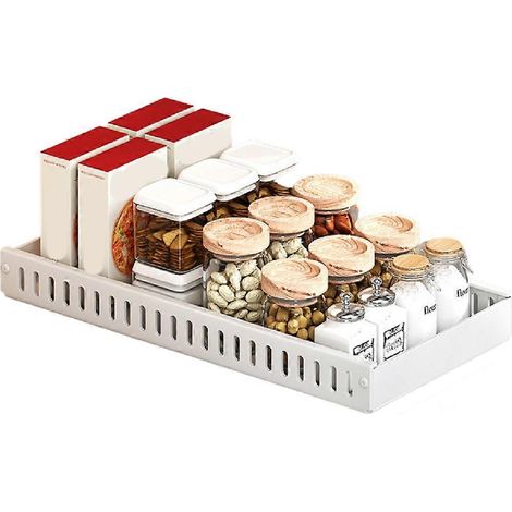 Organisateur coulissant pour casseroles et poêles, support coulissant pour couvercles, étagère à épices, organisateur de vaisselle, porte-vaisselle multifonctionnel (1/5)