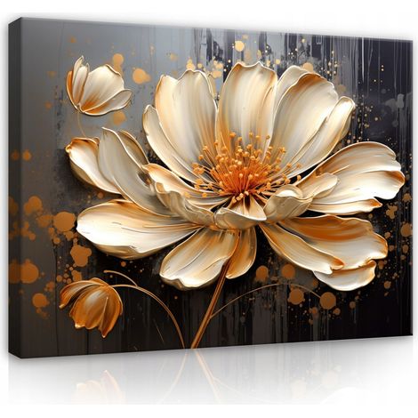 Peinture abstraite 3d fleur de lys sur toile Murale pour chambre salon 60x40 (1/3)