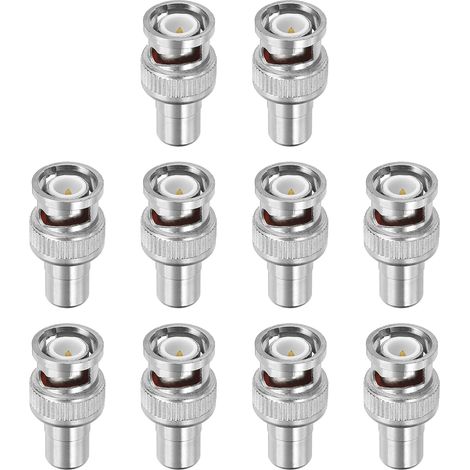 Adaptateur BNC vers RCA, Adaptateurs Coupleurs BNC Mâle RF Coaxial pour Caméra de Sécurité CCTV Bande LED, Argent (1/5)