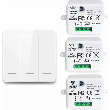 Interruptor remoto, sin cableado, independiente, panel de control inalámbrico, interruptor basculante inteligente de doble función. (1/5)