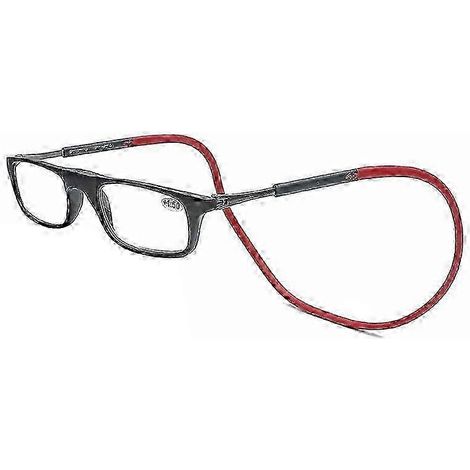 ZOTD -Lunettes de lecture magnétiques Clic de haute qualité, unisexes, souples, avec sangle pliable, pour ordinateur, rouges, grossissement 2,5x (1/3)