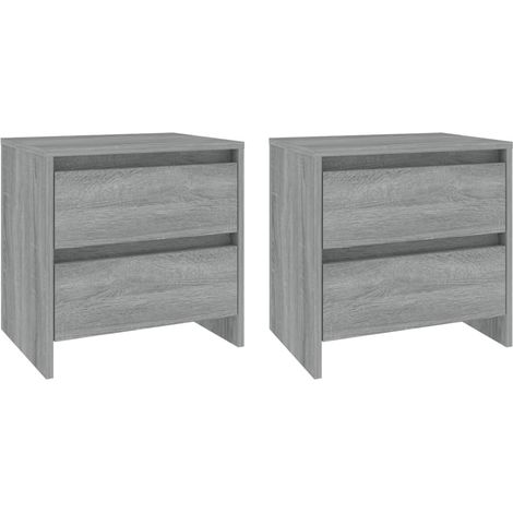 Maison Exclusive - Mesita noche 2 uds madera ingeniería gris Sono (1/5)