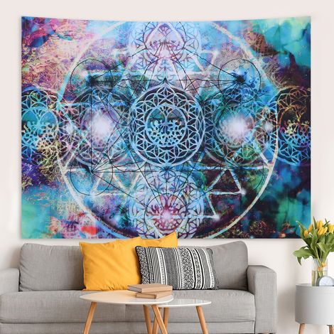 Wandteppich aus Polyester – Abstraktes geometrisches Muster, 150 x 130 cm – Kunstvolle Wanddekoration
