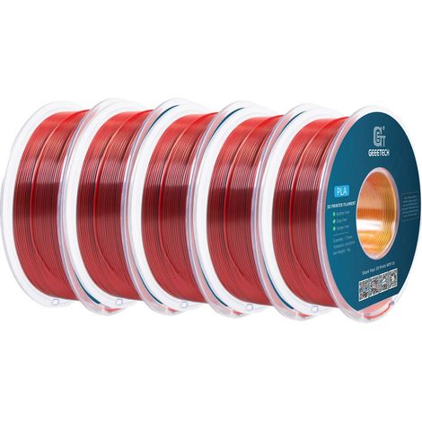 Filamento per stampa 3D, materiale PLA, alta resistenza, oro, rosso, nero (1/2)
