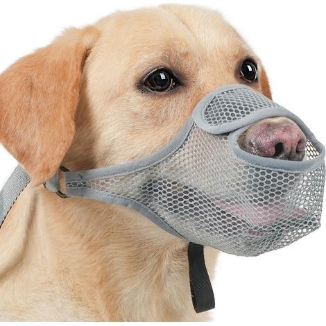 Hundemaulkorb, weich, verstellbar, atmungsaktiv. Verhindert Bellen, Verschlucken von Fremdkörpern und Beißen von Fremden. Größe XS