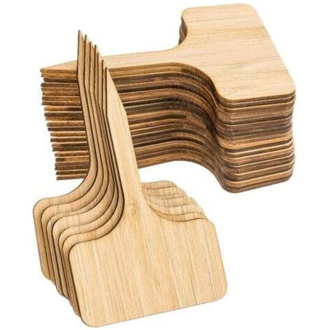 50pcs étiquettes de plantes en bambou, étiquettes de plantes en bois en forme de T marqueurs de jardin pour pots de graines herbes fleurs légumes (6 x 10 cm) (1/4)