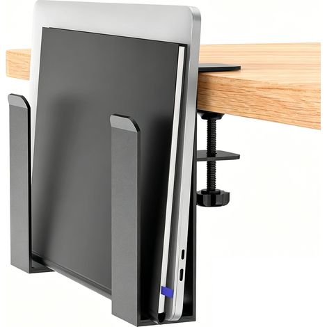 Support Ordinateur Portable - Pince Réglable Jusqu'à 38 Mm - Acier Inoxydable Noir - Pour Bureau Maison Et Office - 1 Pièce (1/5)